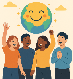 ▲‘세계 행복의 날’ 일러스트(사진:ChatGPT 제작)